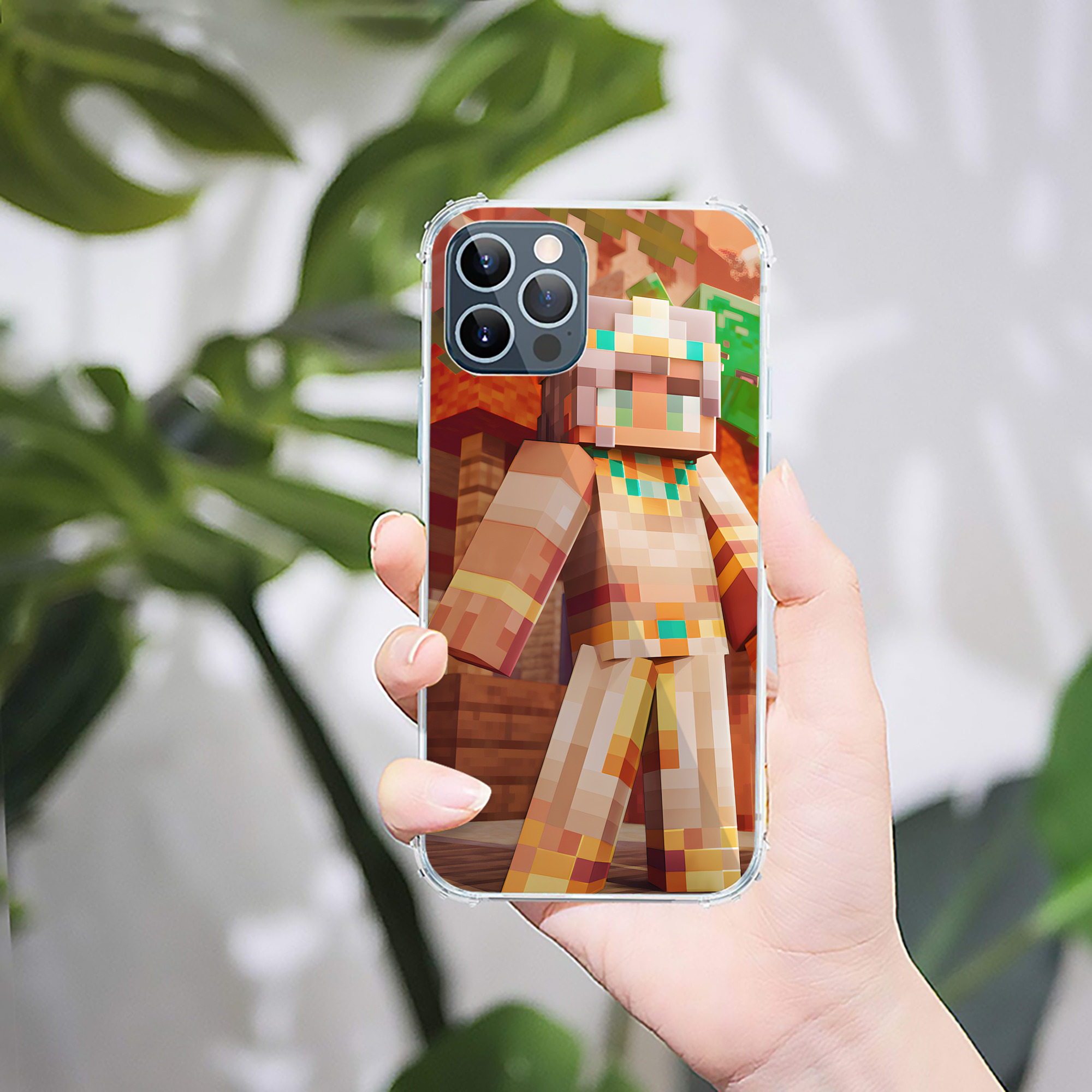 （画像用） マインクラフト ブロックの世界 Minecraft MC Block world 【iPhone 12シリーズ対応】透明スマホケース（クリアソフトケース）